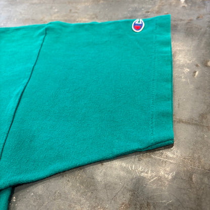 90's Champion チャンピオン 胸ロゴ 袖刺繍 Tシャツ ターコイズグリーン (L) B4037T-SO