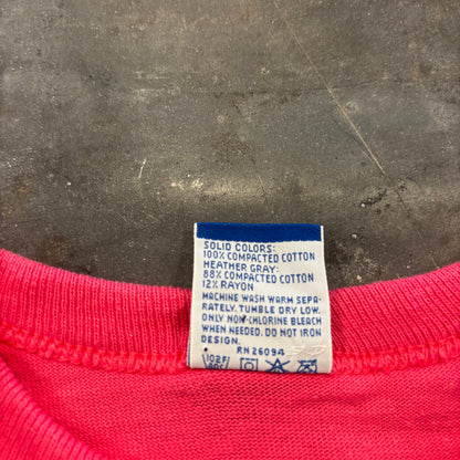 90's Champion チャンピオン 胸ロゴ 袖刺繍 Tシャツ ピンク (M) A2341T-SO