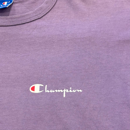90's Champion チャンピオンズ 胸ロゴ 袖刺繍 Tシャツ 紫 (L) A2343T-SO