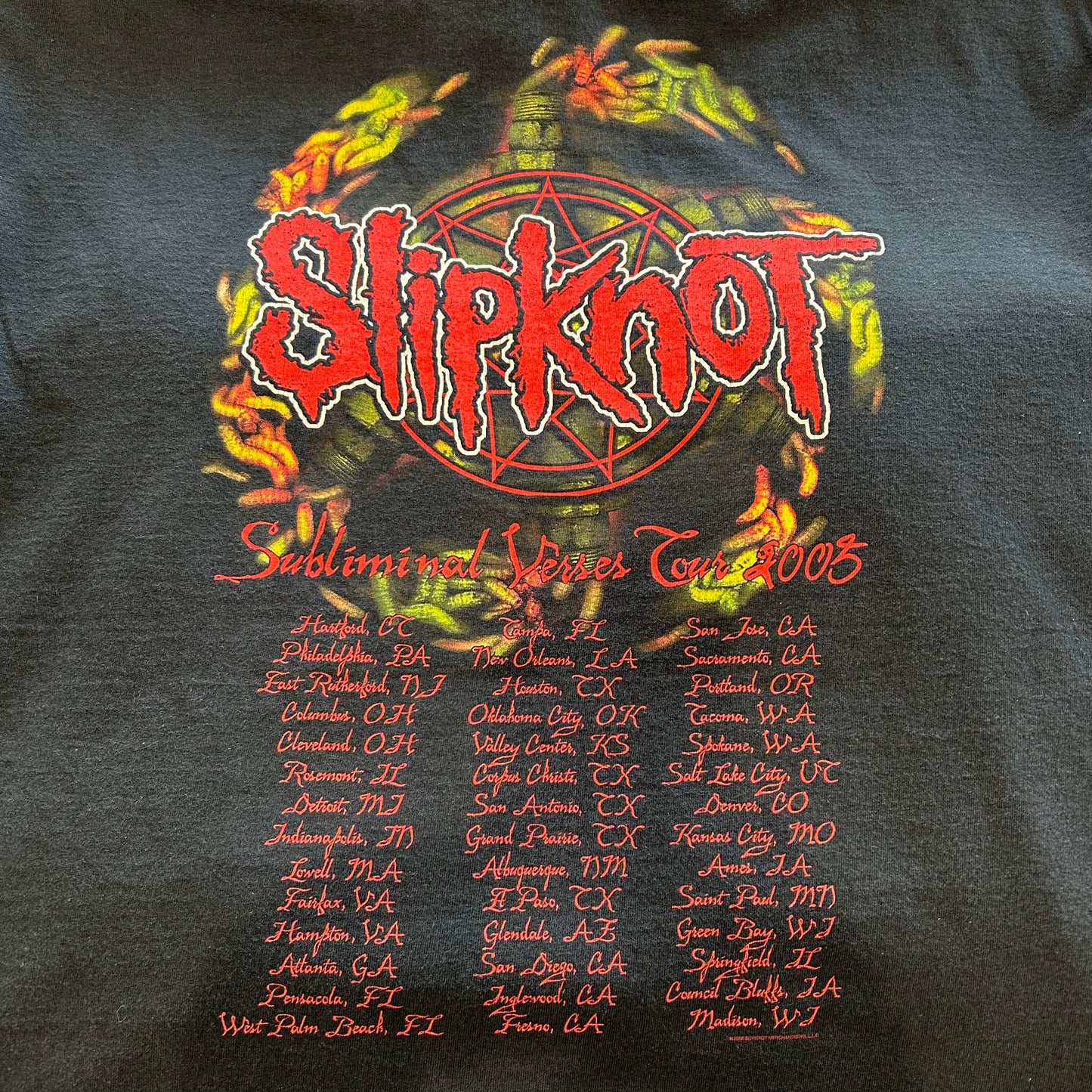 00's SlipKnot スリップノット"Subliminal Verses"Tour2005 ツアーT 黒(XL)/A6526T-SO