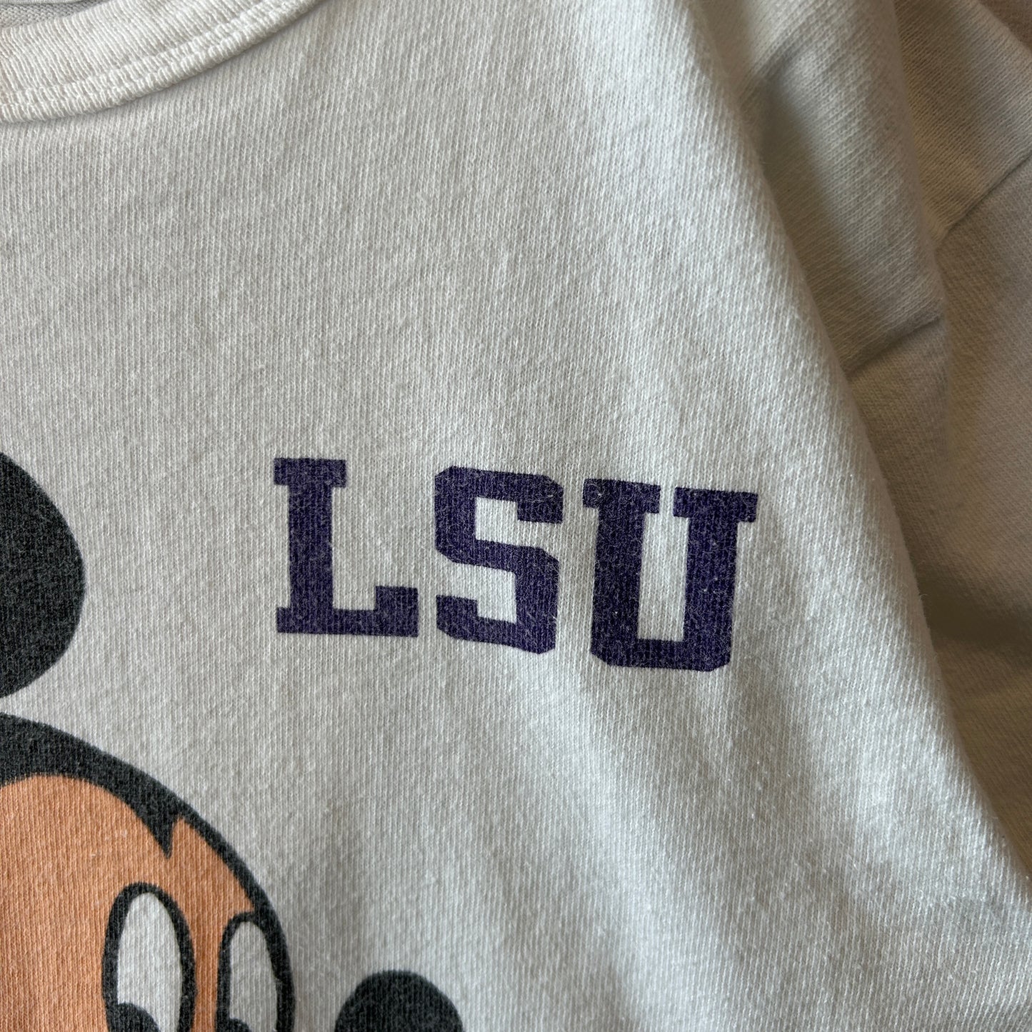 80's Champion チャンピオン トリコタグ LSU(ルイジアナ州立大学) カレッジTシャツ ミッキー Disney 白(M)/C0958T-SO