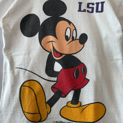 80's Champion チャンピオン トリコタグ LSU(ルイジアナ州立大学) カレッジTシャツ ミッキー Disney 白(M)/C0958T-SO