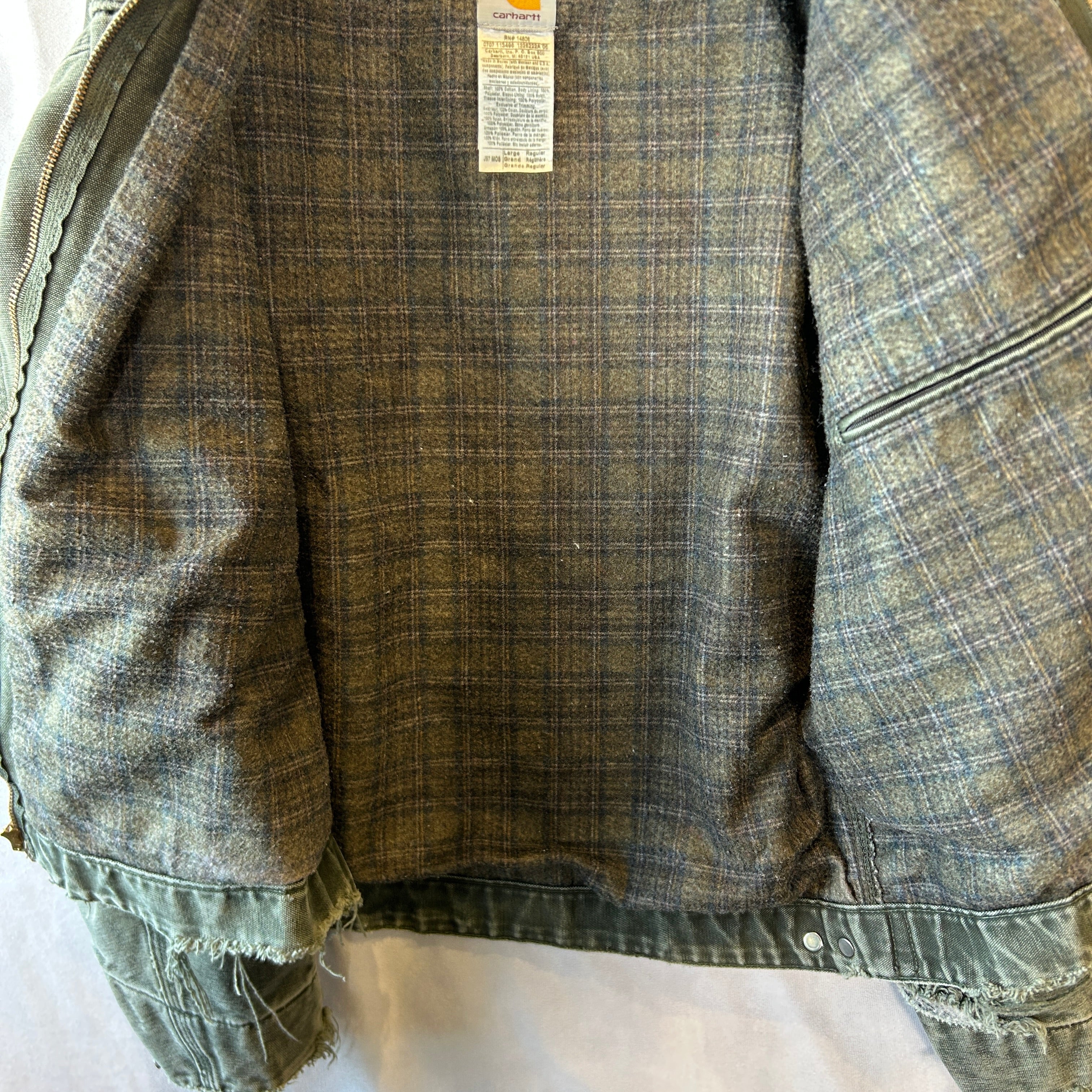 00's Carhartt カーハートJ97 MOS デトロイトジャケット モスグリーン 00's Carhartt カーハートJ97 MOS デトロイトジャケット モスグリーン