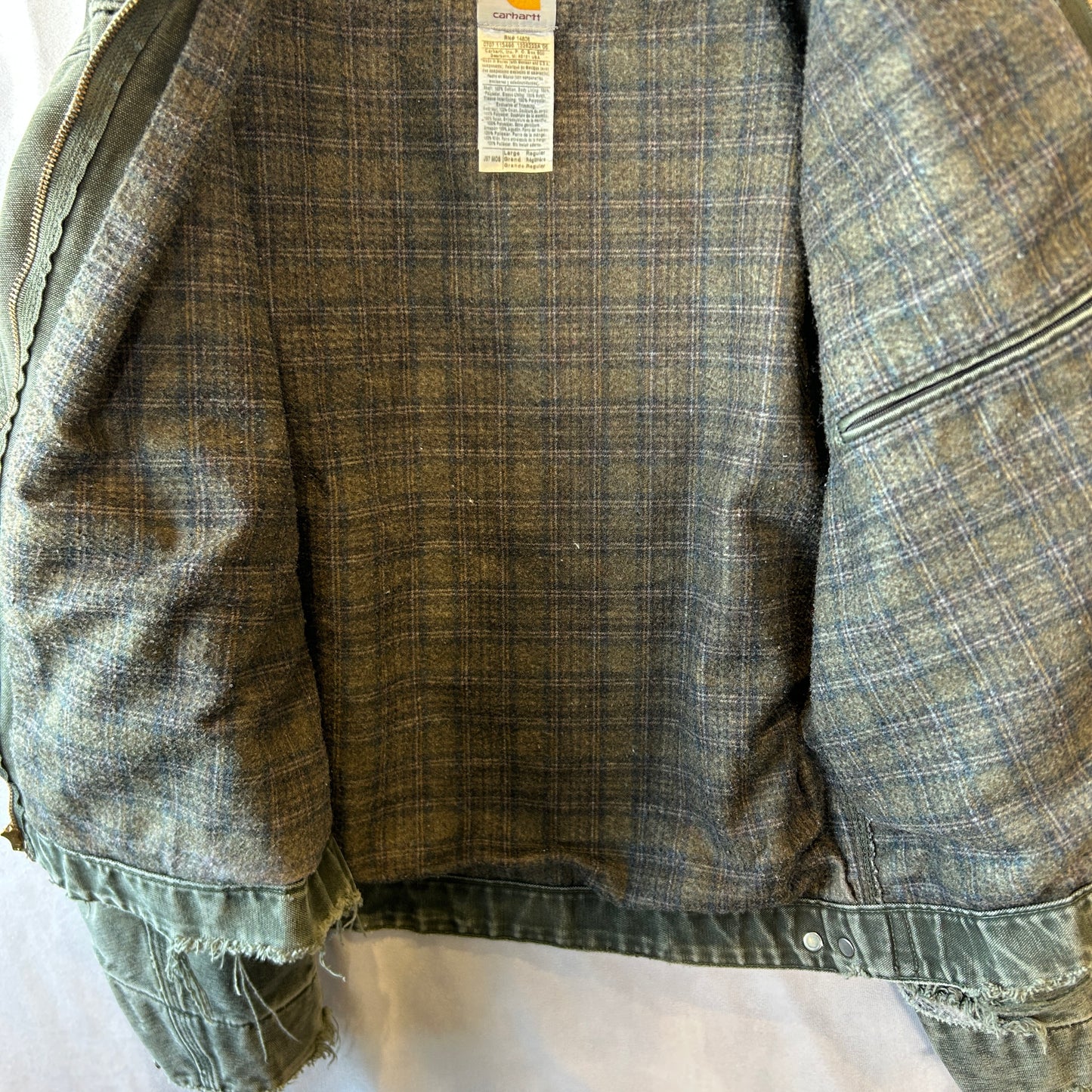 00's Carhartt カーハートJ97 MOS 　デトロイトジャケット モスグリーン(L)/B3419J-SO