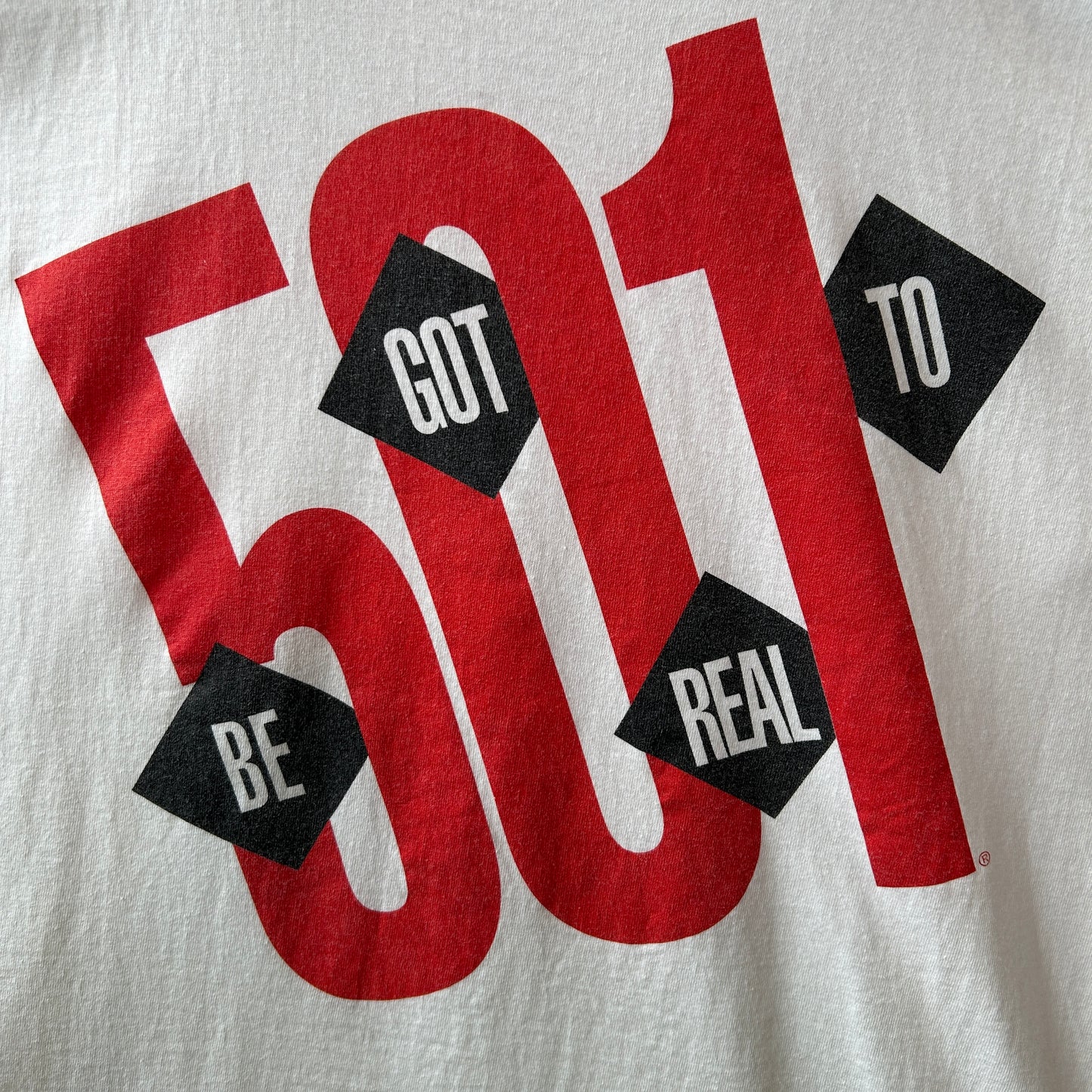 90's Levi's リーバイス 501 "GOT TO BE REAL"プリントTシャツ 白(XL)/C0968T-SO