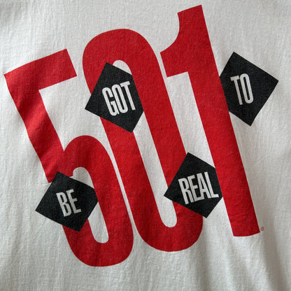 90's Levi's リーバイス 501 "GOT TO BE REAL"プリントTシャツ 白(XL)/C0968T-SO