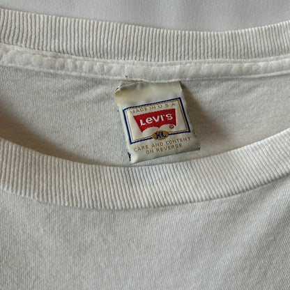 90's Levi's  リーバイス Buttoned Fly(ボタンフライ) 501 プリントTシャツ 白(XL)/C0969T-SO