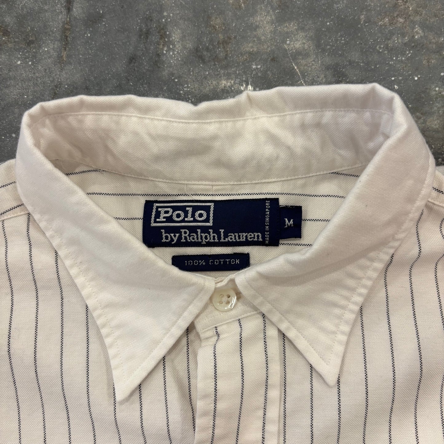 00's Ralph Lauren ラルフローレン ストライプ プルオーバー シャツ 白黒 (M)/A1595SH-SO