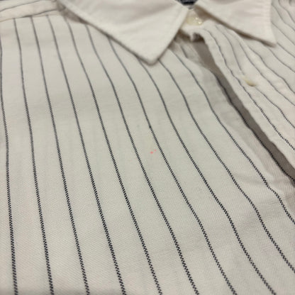 00's Ralph Lauren ラルフローレン ストライプ プルオーバー シャツ 白黒 (M)/A1595SH-SO
