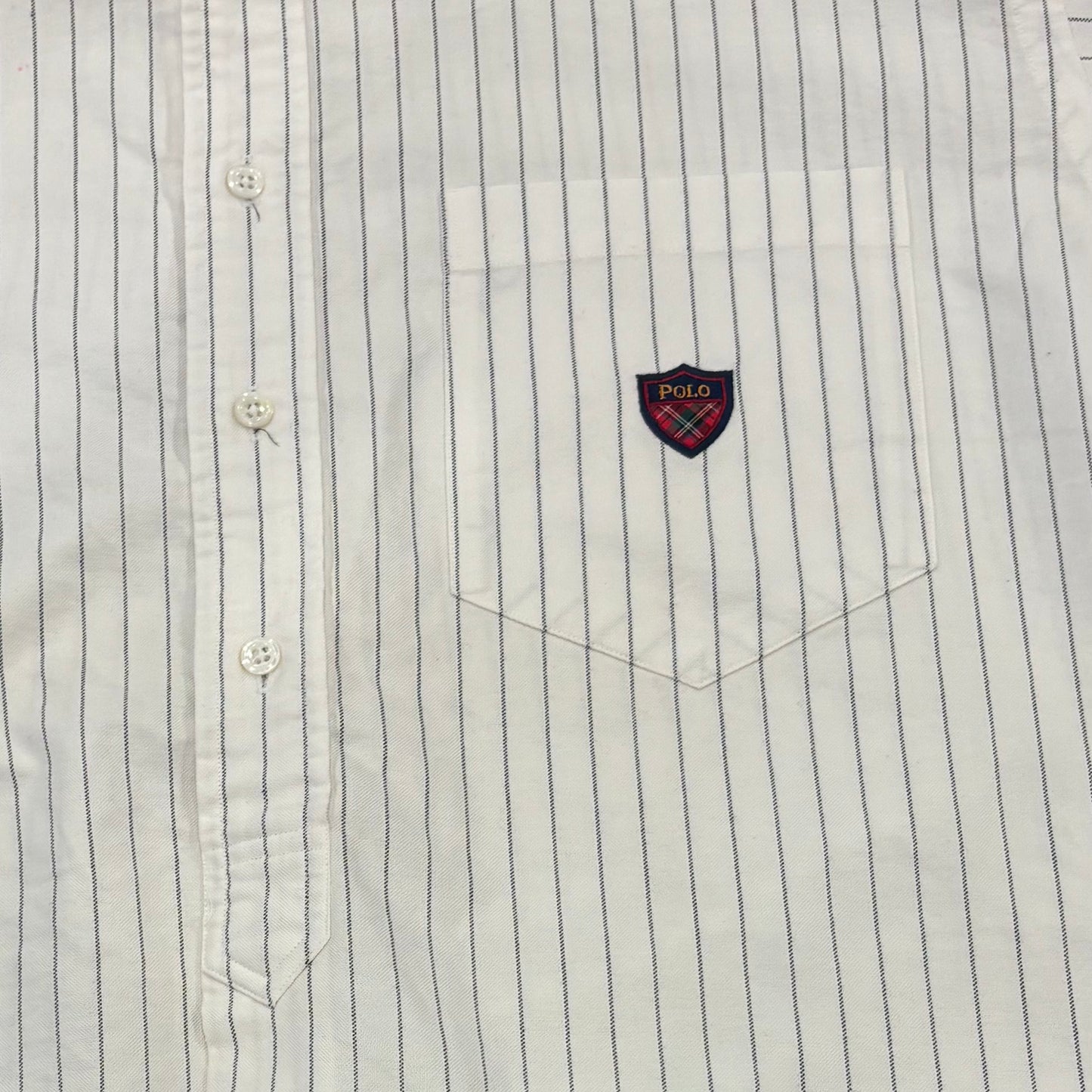 00's Ralph Lauren ラルフローレン ストライプ プルオーバー シャツ 白黒 (M)/A1595SH-SO