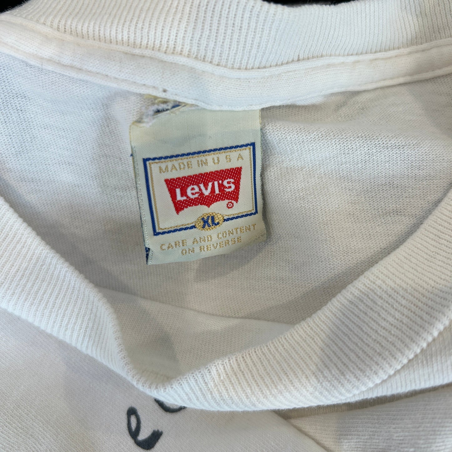 90's Levi's  リーバイス Buttoned Fly(ボタンフライ) 501 プリントTシャツ 白(XL)/C0969T-SO