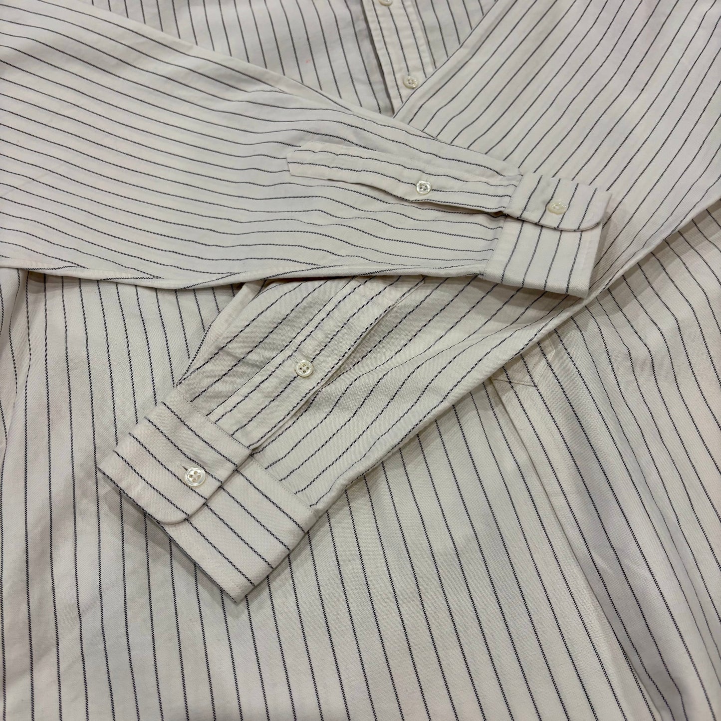 00's Ralph Lauren ラルフローレン ストライプ プルオーバー シャツ 白黒 (M)/A1595SH-SO