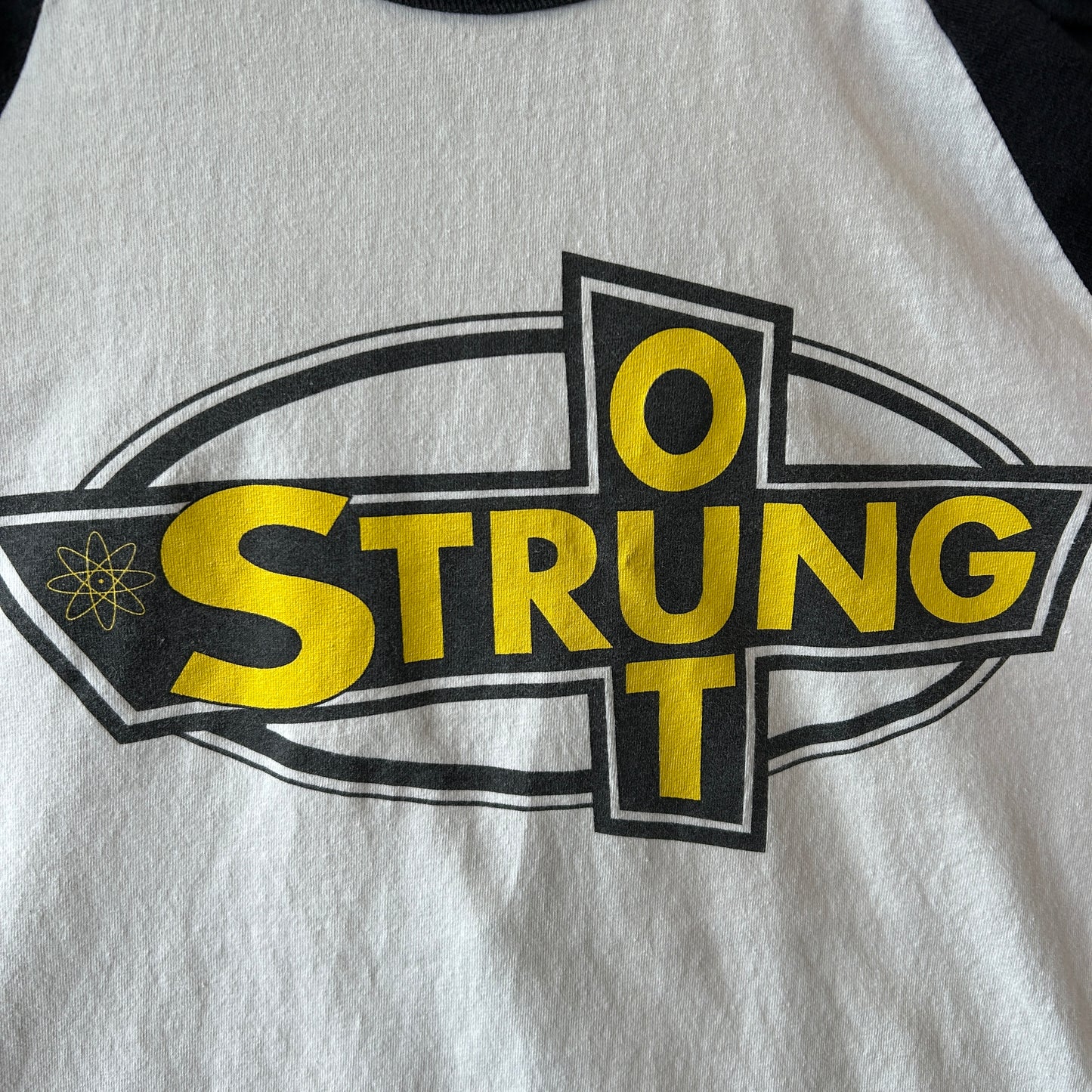 00's Strung Out ストラングアウト バンドTシャツ ラグラン FAT Wreck Chords 白黒(XL)/C0970T-SO