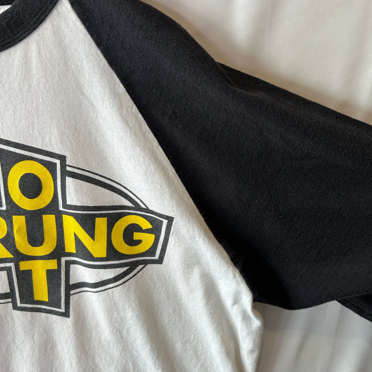 00's Strung Out ストラングアウト バンドTシャツ ラグラン FAT Wreck Chords 白黒(XL)/C0970T-SO