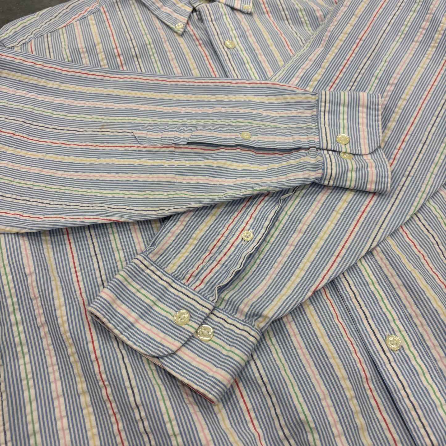 00's Brooks Brothers ブルックスブラザーズ ストライプ シアサッカーシャツ マルチカラー (M) /A8064SH-SO