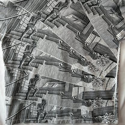 90's M.C.Escher エッシャー "相対性” アートTシャツ 総柄 ANDAZIA(XL)/C0971T-SO