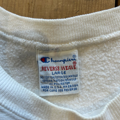 90's Champion Reverse Weave リバースウィーブ PITT 刺繍カレッジスウェット 白(L)/)A1053R-SO