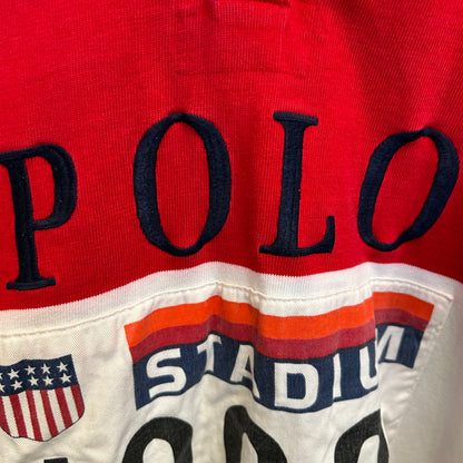 90's Polo Ralph Lauren ラルフローレン"Polo Stadium 1992"OG ラガーシャツ 赤白紺(XL)/B2385T-SO