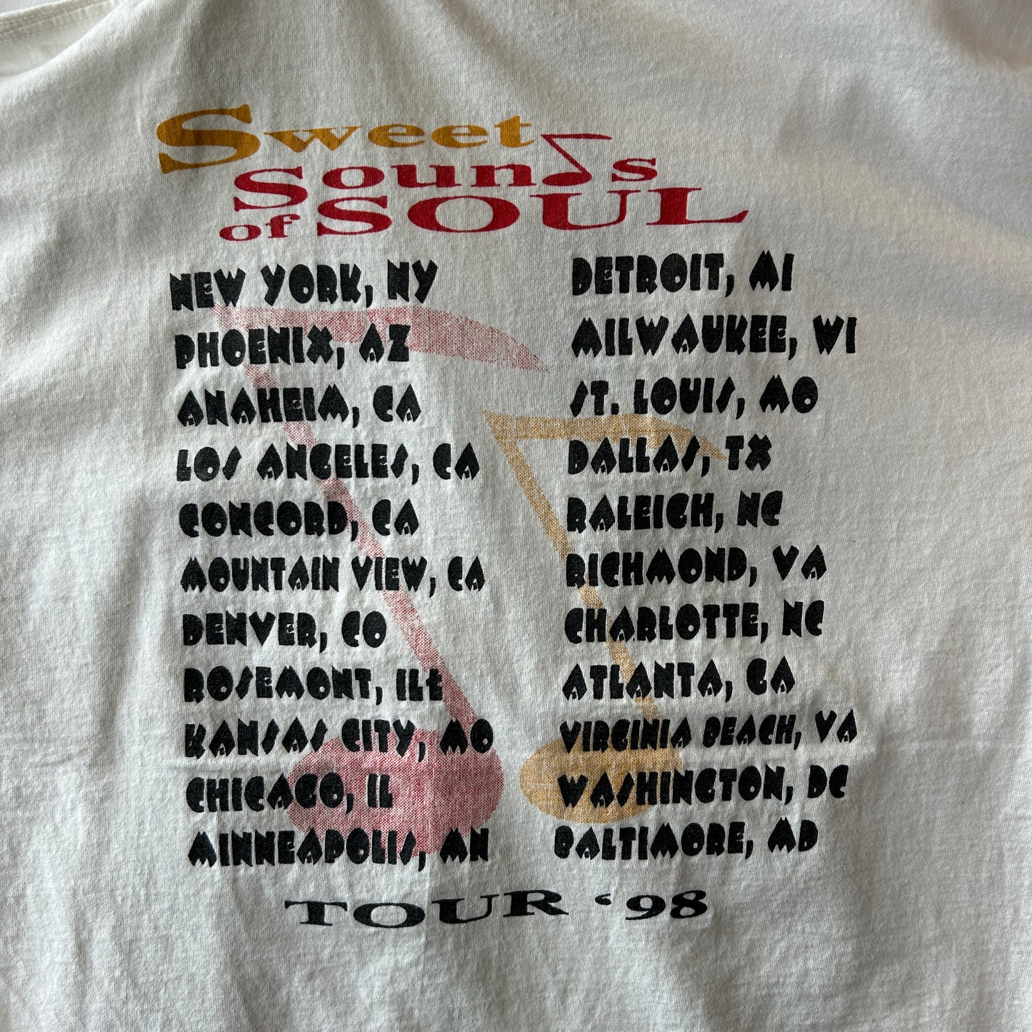 90's Sweet Sounds of Soul Tour '98 アース・ウィンド＆ファイア アイズレー・ブラザーズ オージェイズ 白 ONEITA(XL)/A402