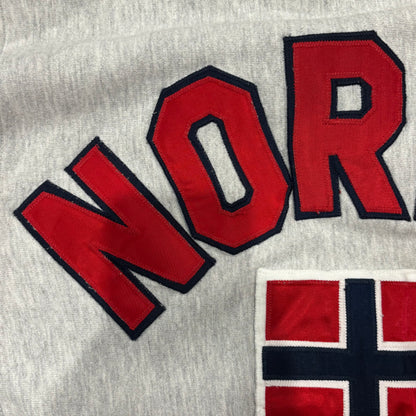 80's Champion "NORWAY" ワッペン リバースウィーブ スウェット 白 (XL)A2534S-SO