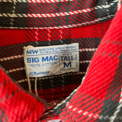 70's BIG MAC ヘビーネルシャツ 単色タグ 赤(M)/C0982SH-SO