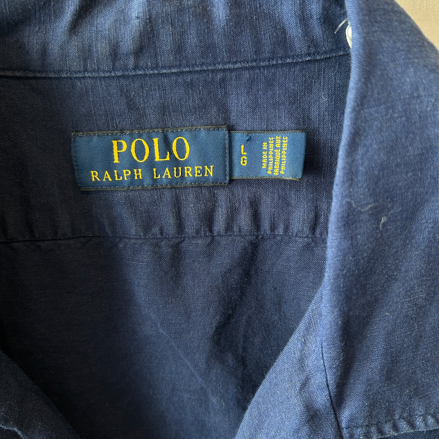 Polo Ralph Lauren ラルフローレン リネン混 オープンカラーシャツ ネイビー(L)/C0976SH-SO