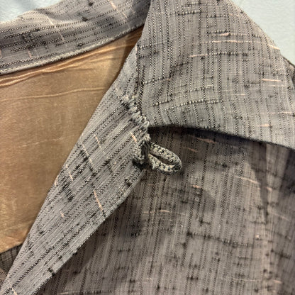 50's Unknown レーヨン ギャバジンシャツ オープンカラー  "絣" ピンク黒 (S相当)C6114S-SO