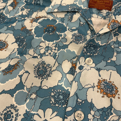 70's JC Penney The men's shop JCペニー ポリエステル シャツ 開襟 ブルー (L)/B2950SH-SO