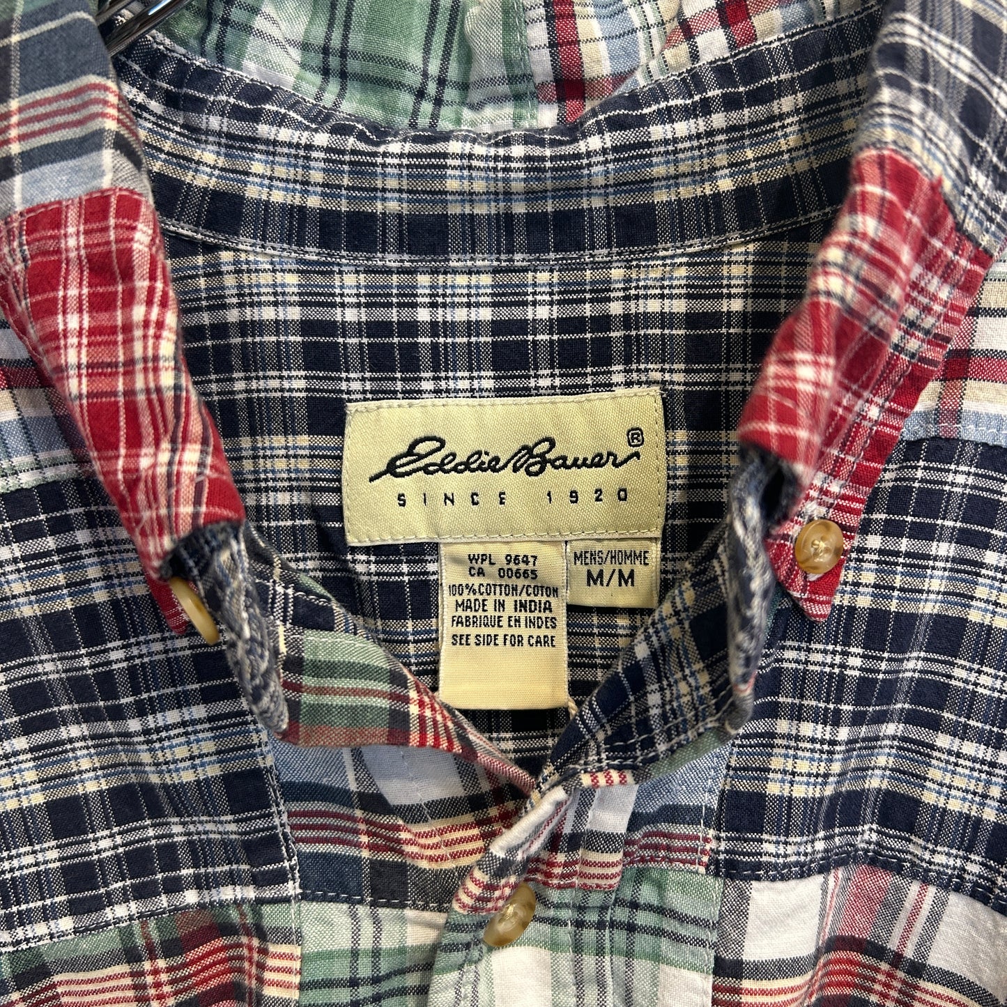 00's Eddie Bauer クレージーパターン 半袖シャツ 赤青緑 (M)/C0983S-SO