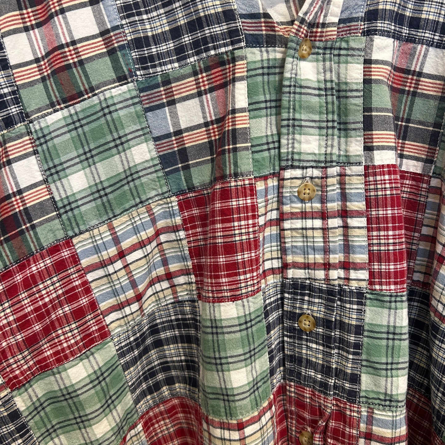 00's Eddie Bauer クレージーパターン 半袖シャツ 赤青緑 (M)/C0983S-SO