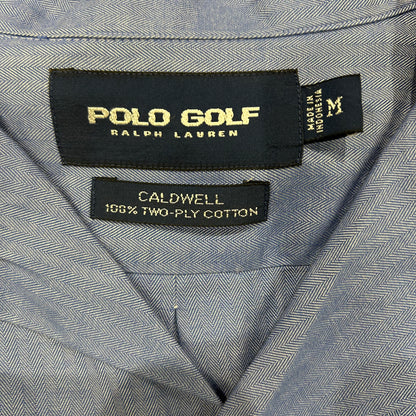 90's POLO GOLF ラルフローレン CALDWELL オープンカラーシャツ ヘリンボーン (M)/A3007SH-SO