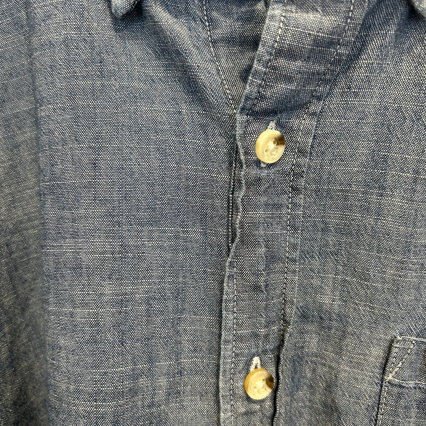 00's J.crew slim シャンブレー 半袖シャツ 薄青 (L)/C0984S-SO