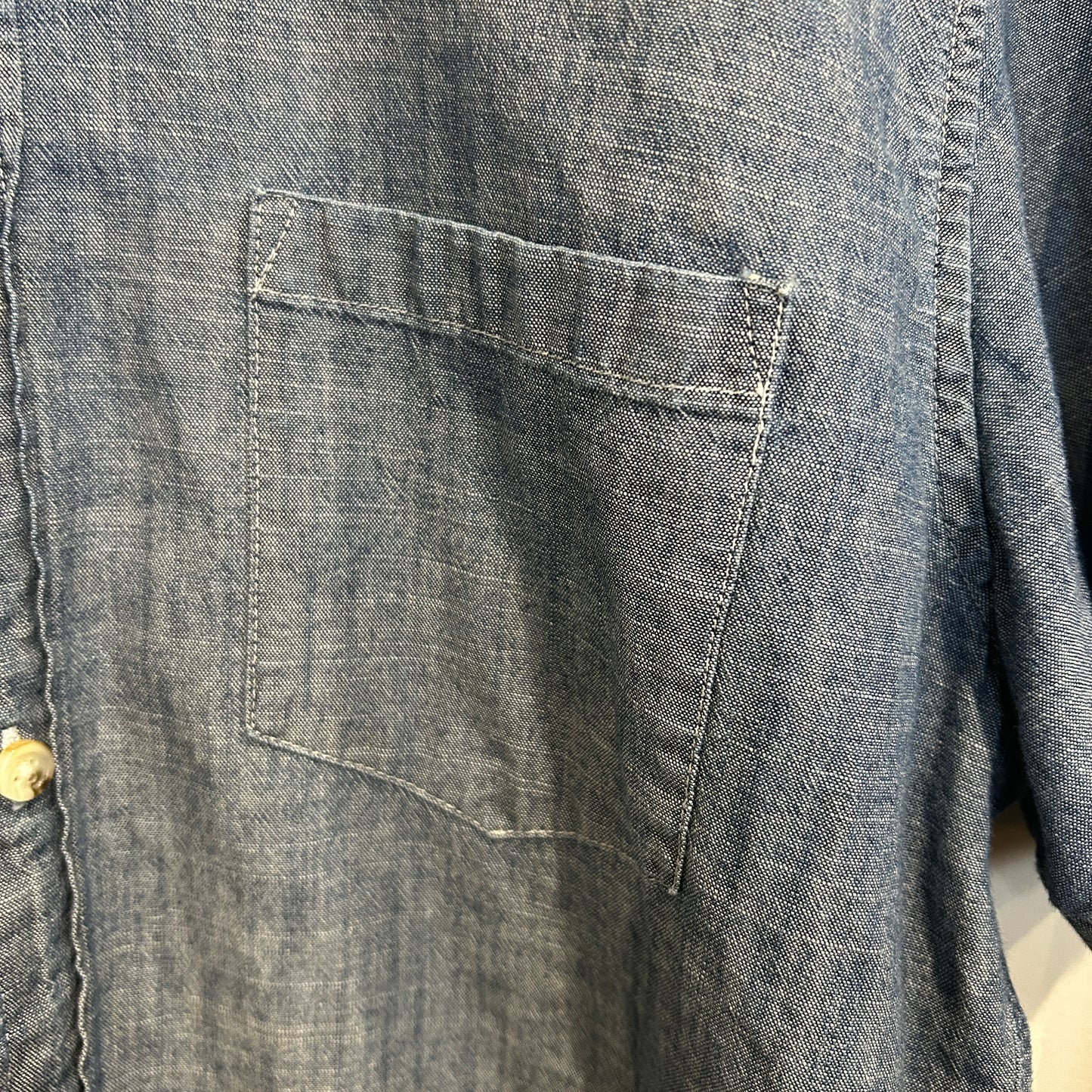 00's J.crew slim シャンブレー 半袖シャツ 薄青 (L)/C0984S-SO