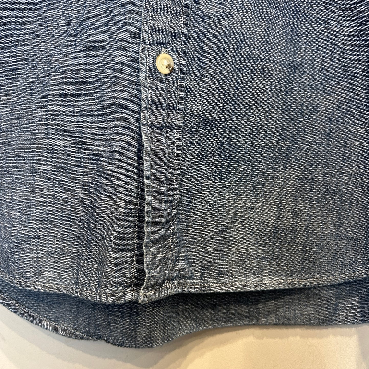 00's J.crew slim シャンブレー 半袖シャツ 薄青 (L)/C0984S-SO