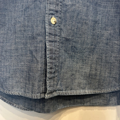 00's J.crew slim シャンブレー 半袖シャツ 薄青 (L)/C0984S-SO