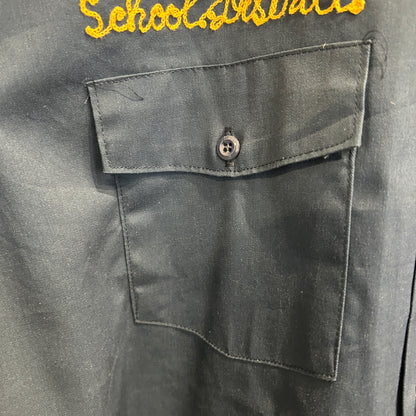 80~90's Dickies Plainedge School district ステファン 刺繍 ワークシャツ 紺 (XL)/A8003S-SO