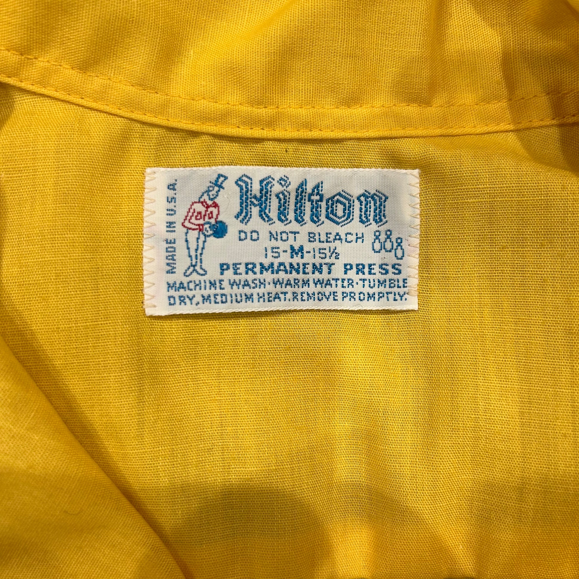 Hilton ボウリングシャツ 70s PERMANENT PRESSタグ 希少 MADE IN USA製 70s PERMANENT PRESSタグ Hilton 半袖