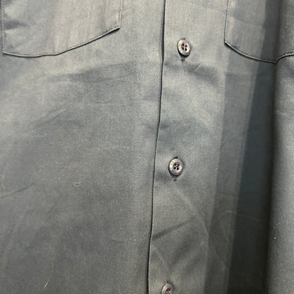 80~90's Dickies Plainedge School district ステファン 刺繍 ワークシャツ 紺 (XL)/A8003S-SO