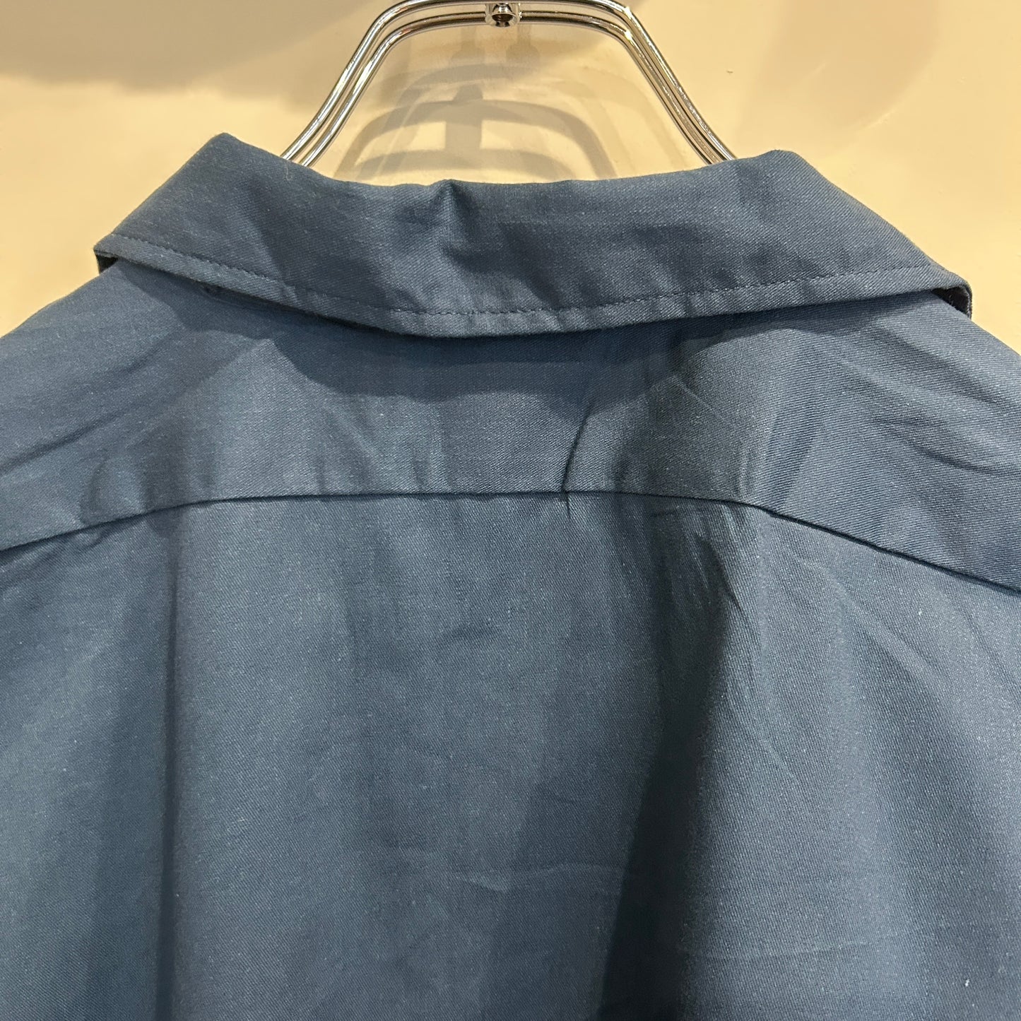 80~90's Dickies Plainedge School district ステファン 刺繍 ワークシャツ 紺 (XL)/A8003S-SO