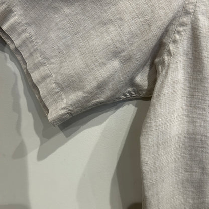 00's Van Heusen ストライプシャツ ２トーン 半袖シャツ グレー/ベージュ (M)/C0985S-SO
