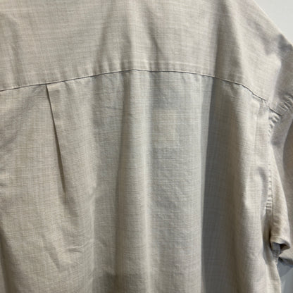 00's Van Heusen ストライプシャツ ２トーン 半袖シャツ グレー/ベージュ (M)/C0985S-SO