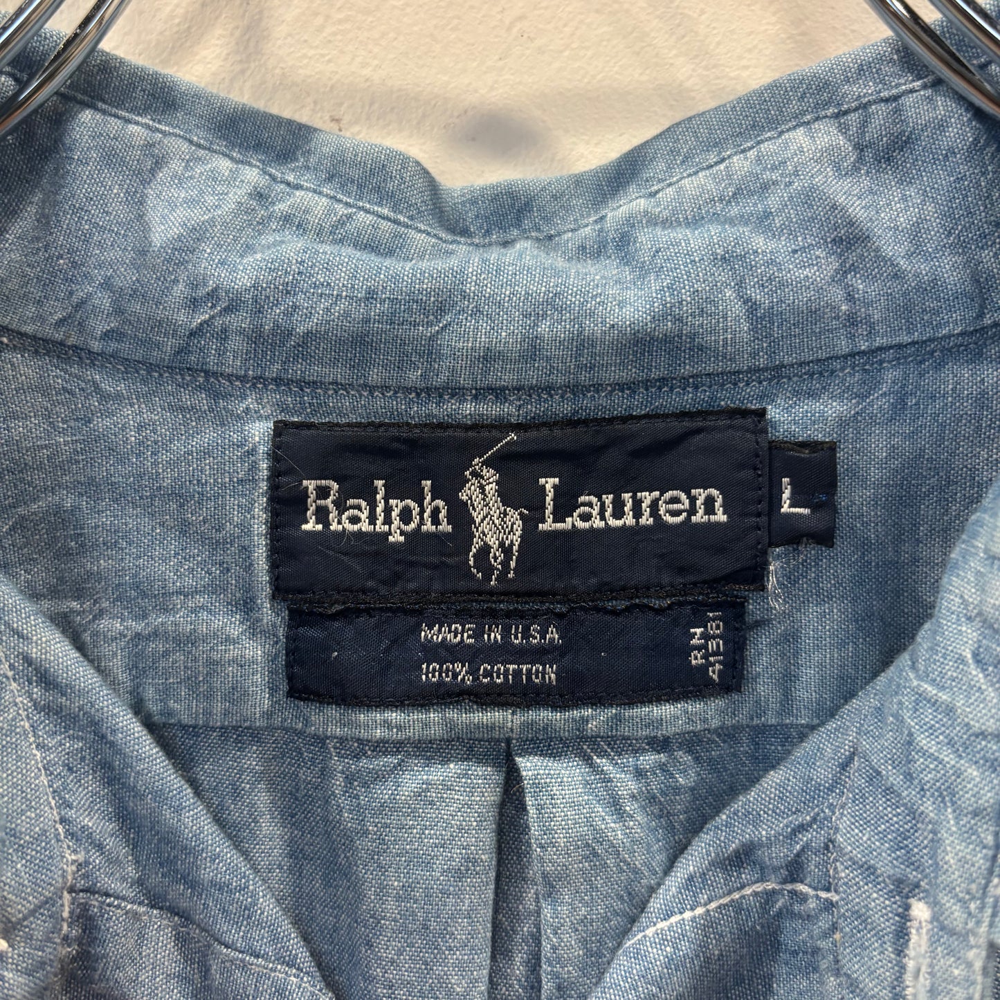 90's Ralph Lauren ラルフローレン シャンブレー・ボタンダウンシャツ USA製(L) /A7813SH-SO