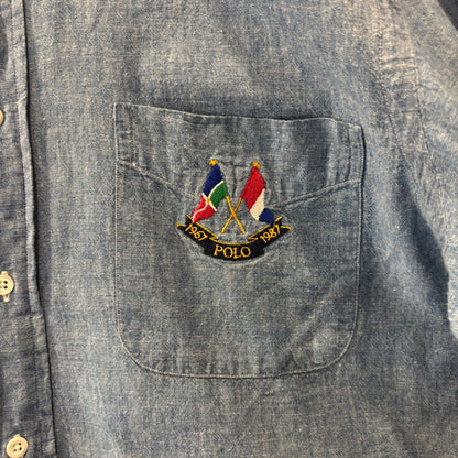 90's Ralph Lauren ラルフローレン シャンブレー・ボタンダウンシャツ USA製(L) /A7813SH-SO