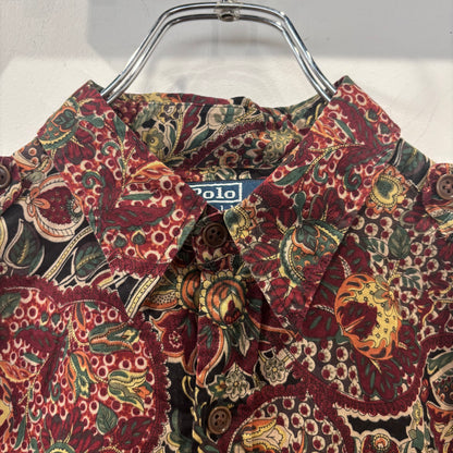 Ralph Lauren ラルフローレン ペイズリー総柄サファリシャツ ワインレッド (M) /B1752SH-SO