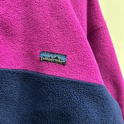 80's ~ Patagonia synchilla Snap-T パタゴニア シンチラ スナップT レディース ピンク ネイビー 水色(11/12)/C0079F-SO
