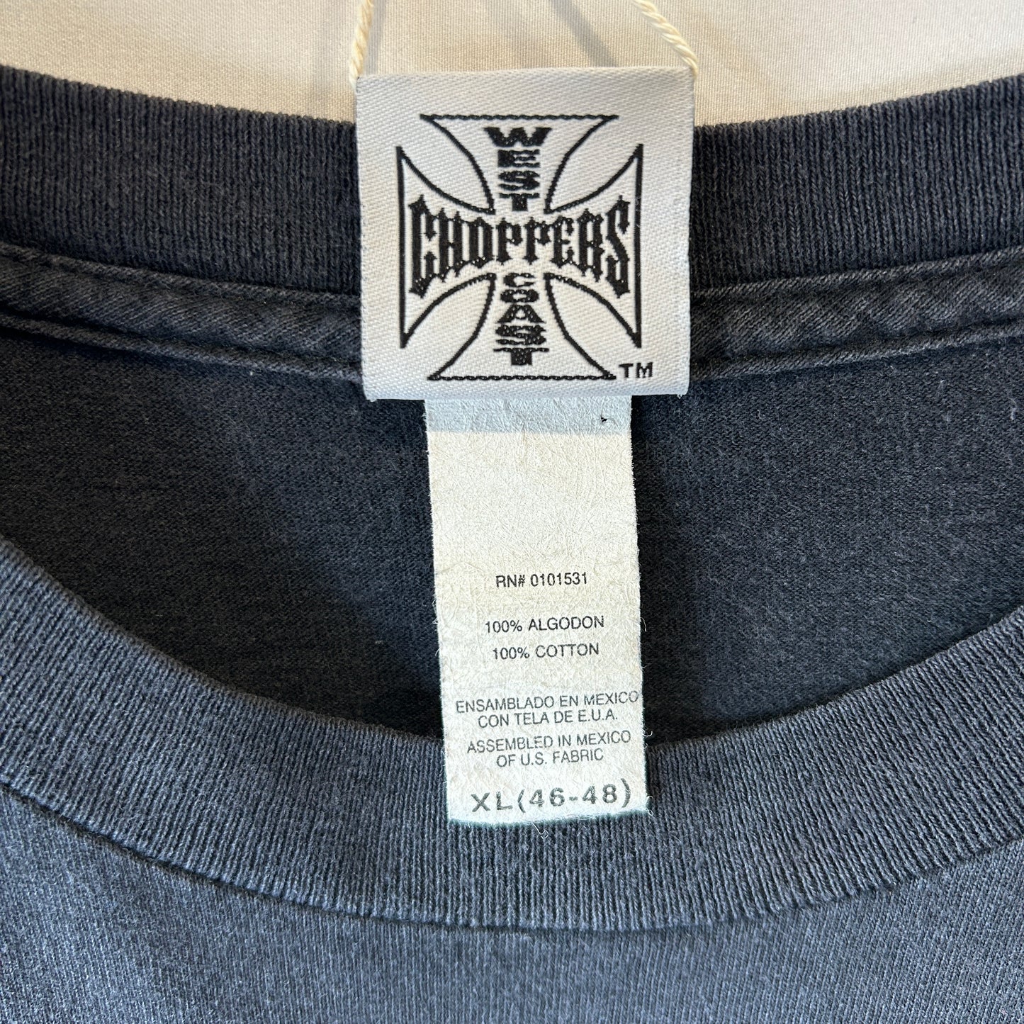 00's West Coast Choppers ウェストコーストチョッパーズ クラシックカー＆アイアンクロス Tシャツ ブラック(XL)/C0997T-SO
