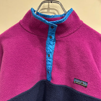 80's ~ Patagonia synchilla Snap-T パタゴニア シンチラ スナップT レディース ピンク ネイビー 水色(11/12)/C0079F-SO