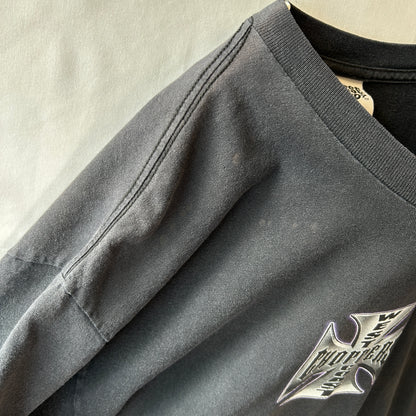 00's West Coast Choppers ウェストコーストチョッパーズ クラシックカー＆アイアンクロス Tシャツ ブラック(XL)/C0997T-SO