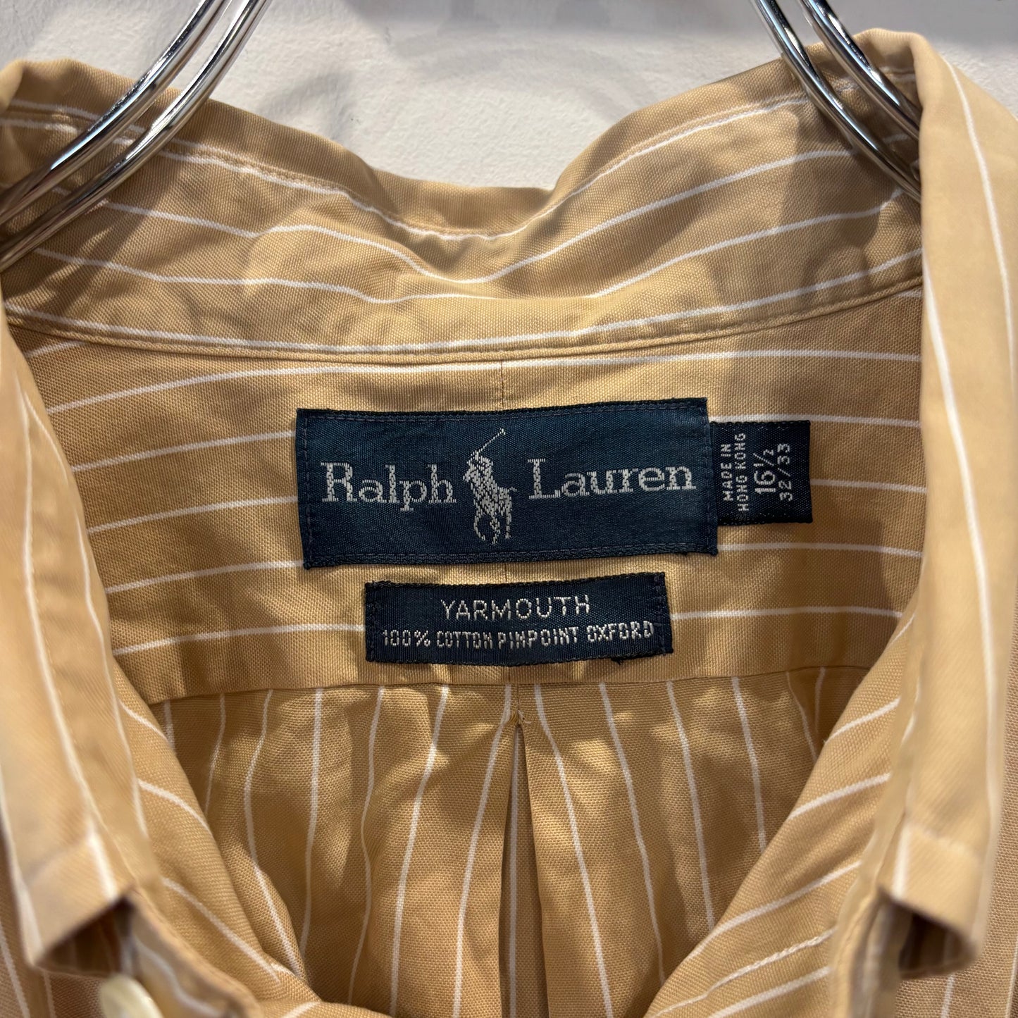 00's Ralph Lauren ラルフローレン YARMOUTH ストライプシャツ ベージュ・ホワイト (XL相当) /B4087SH-SO