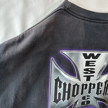 00's West Coast Choppers ウェストコーストチョッパーズ クラシックカー＆アイアンクロス Tシャツ ブラック(XL)/C0997T-SO